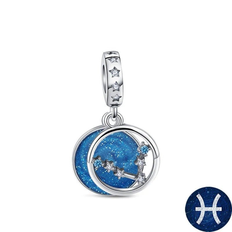 Blue Galaxy Astrology Signs Zodiac Constellation Charms