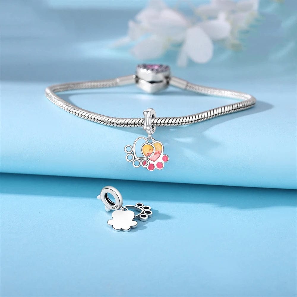 Hearts & Paw Print Dangle Charm
