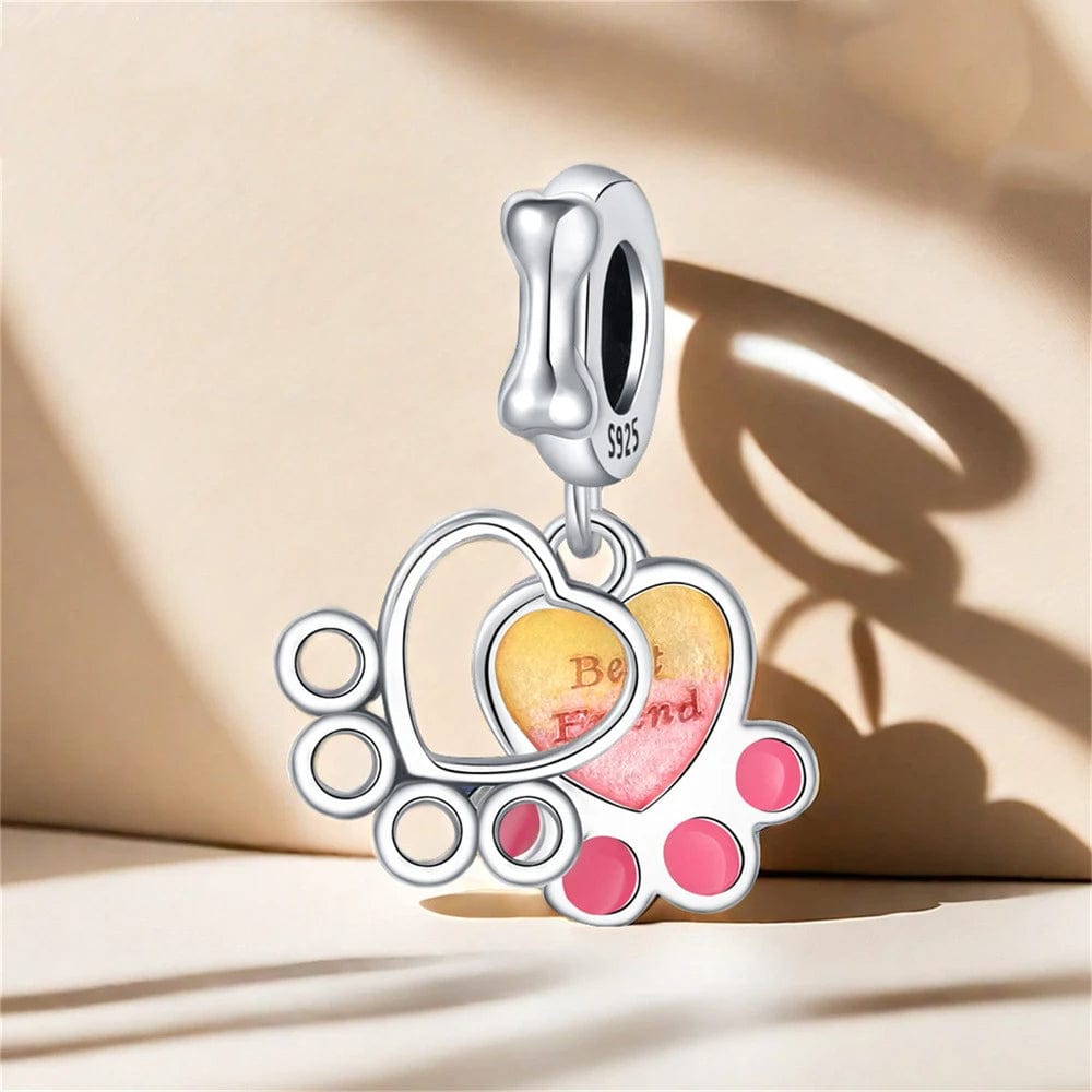 Hearts & Paw Print Dangle Charm