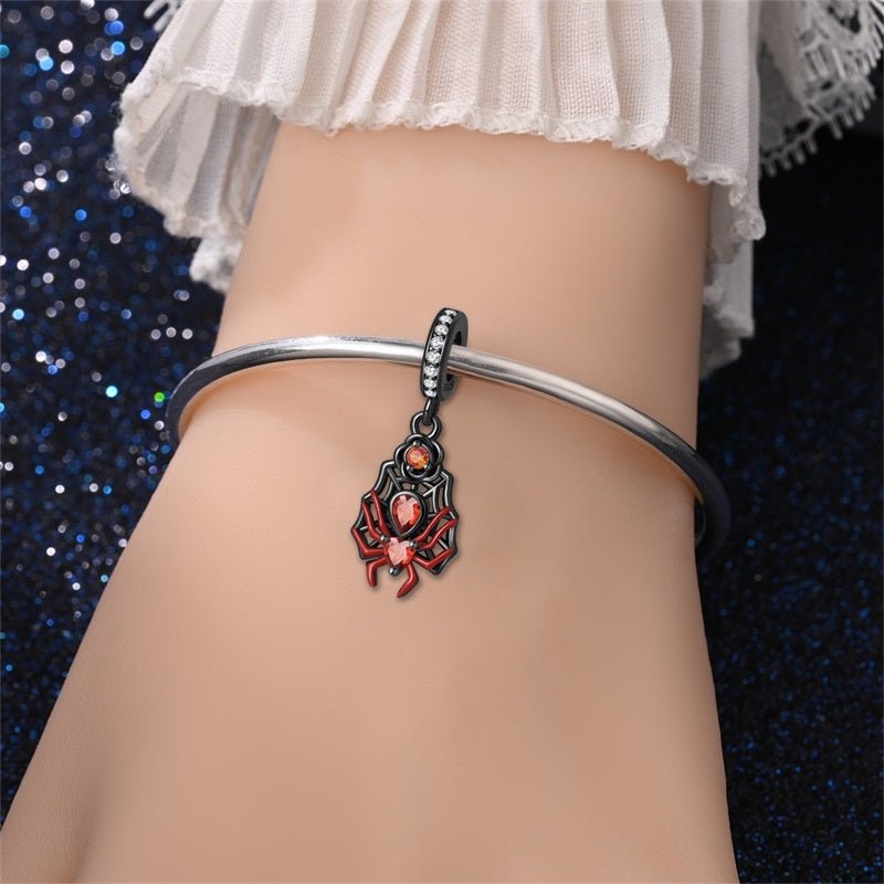 Black & Red Spider Web Dangle Charm