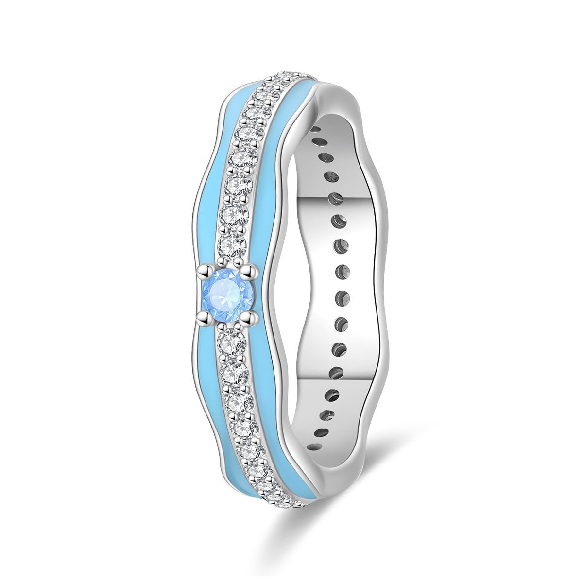 Blue Enamel & Crystal Accent Eternity Band