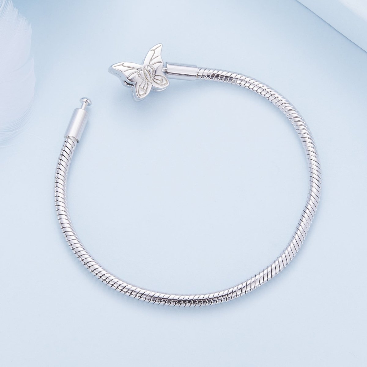 Blue Heart Butterfly Clasp Charm Bracelet