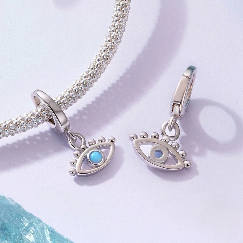 Blue Opal Evil Eye Protection Dangle Charm