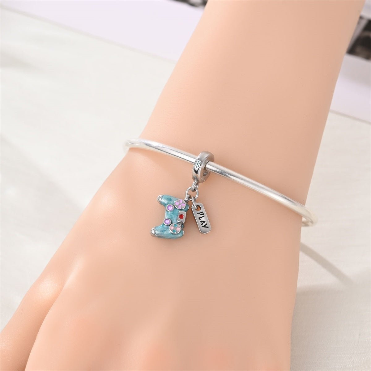 Blue “Play” Game Controller Dangle Charm