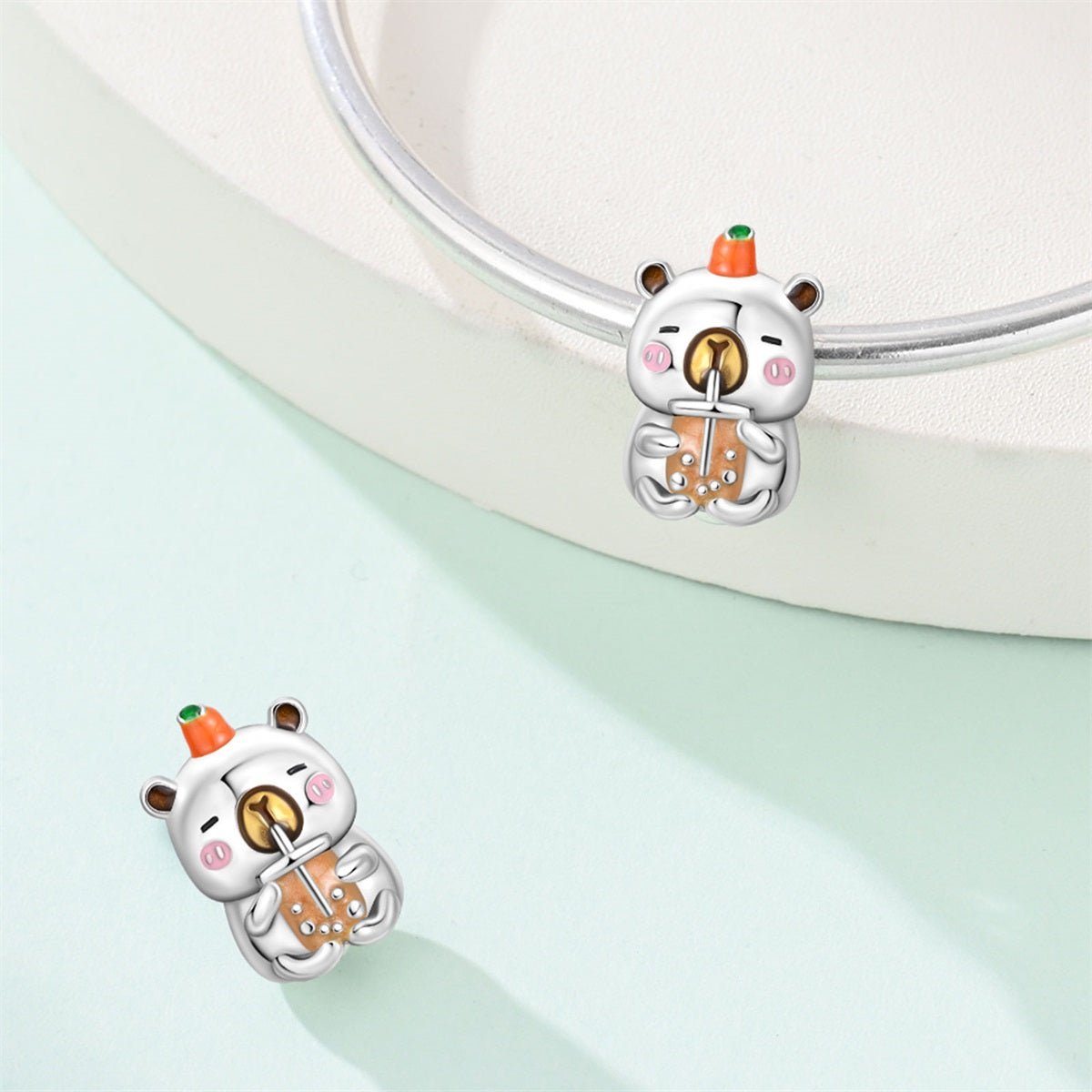 Capybara with Bubble Tea Charm