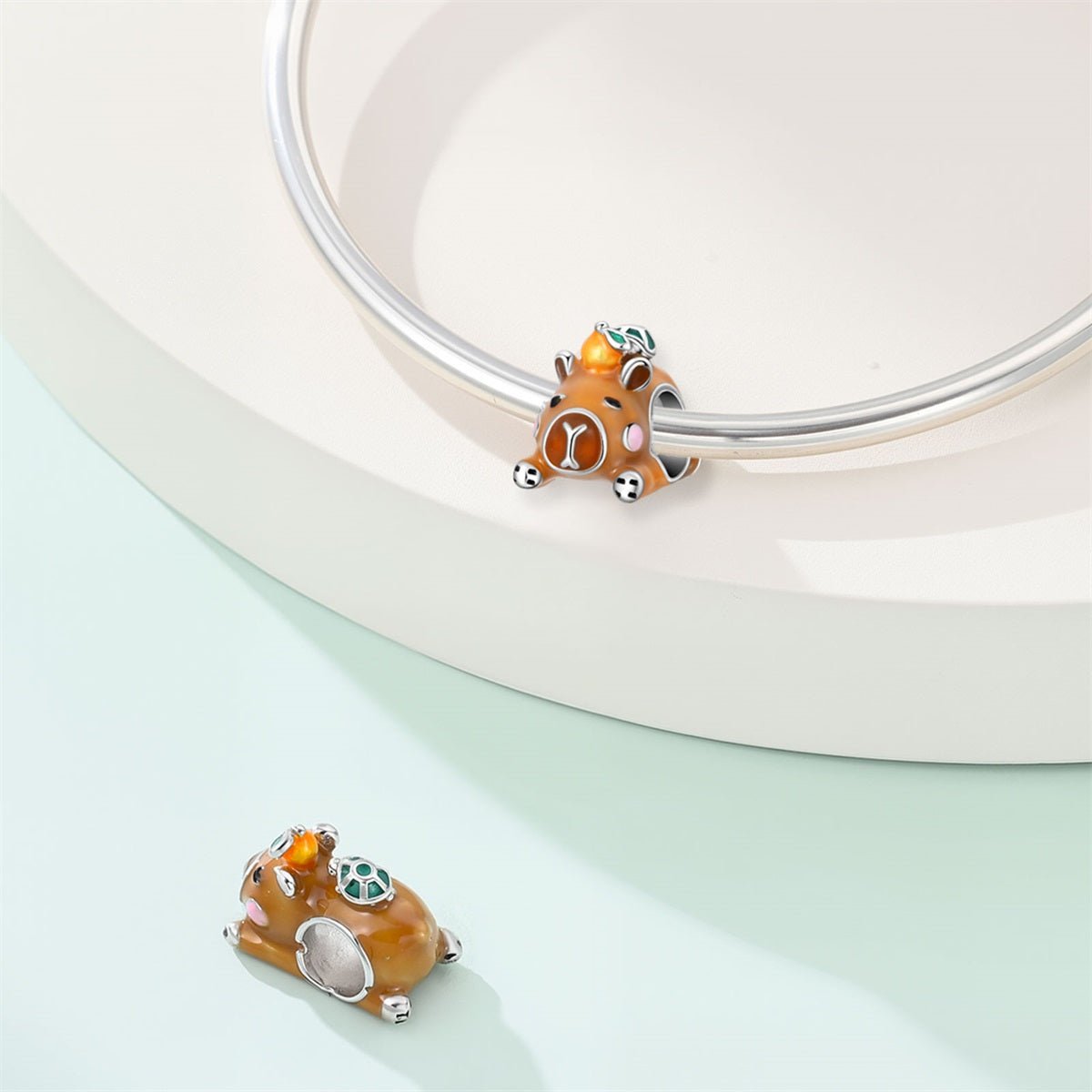 Capybara with Tangerine On Head Charm