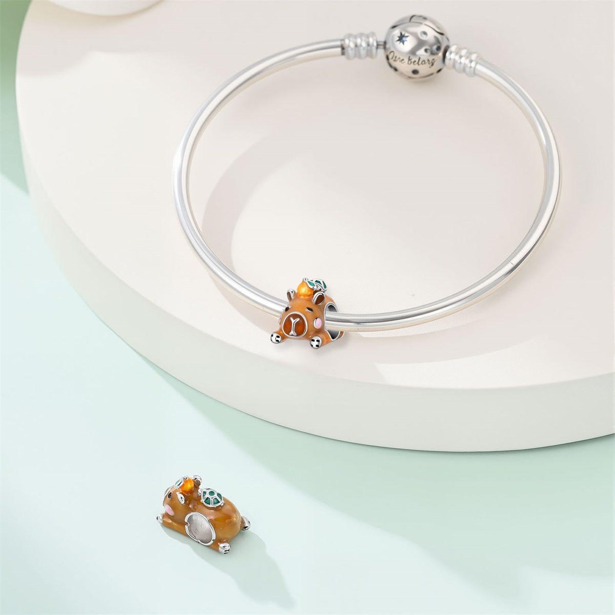Capybara with Tangerine On Head Charm