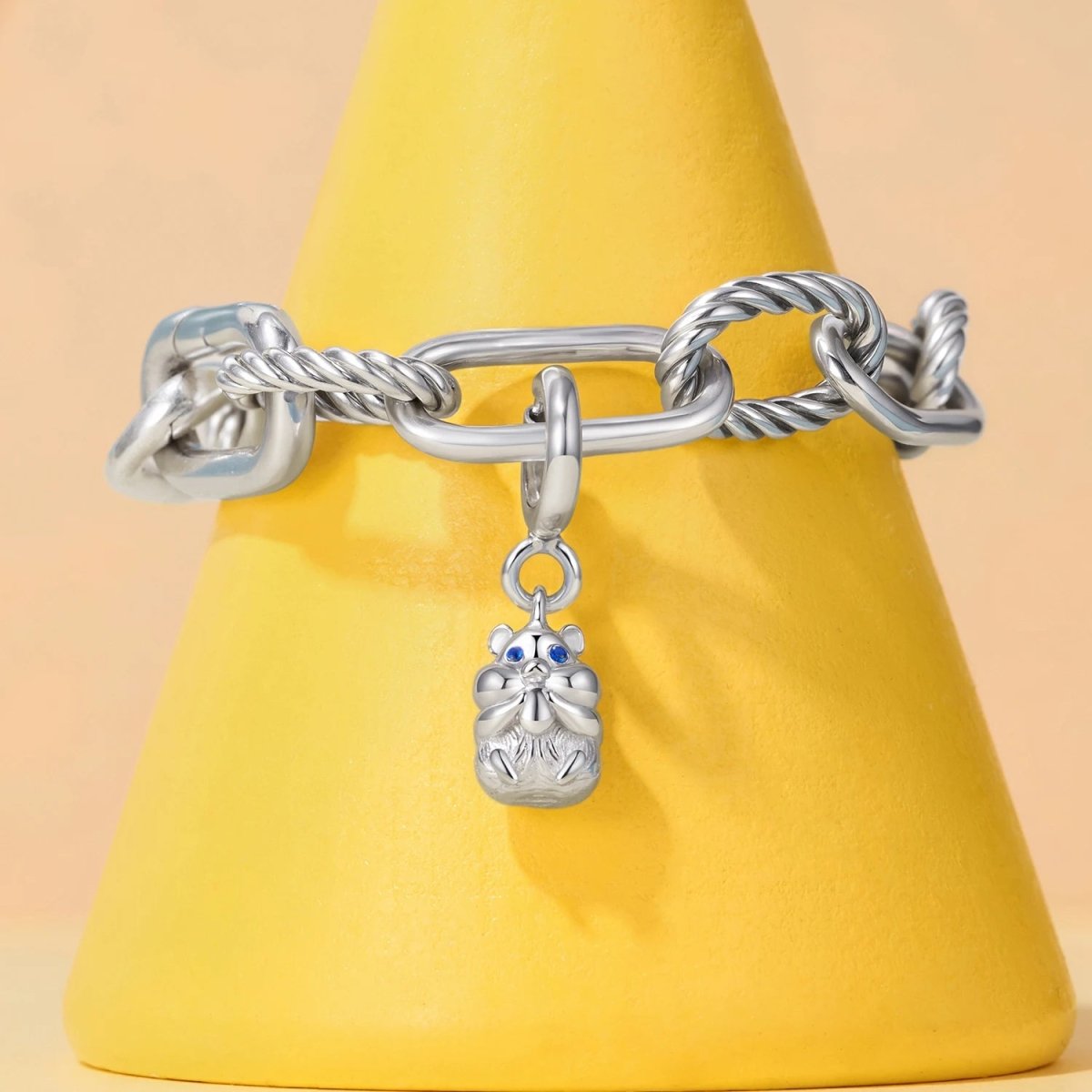 Chubby Hamster with Blue Eyes Dangle Charm