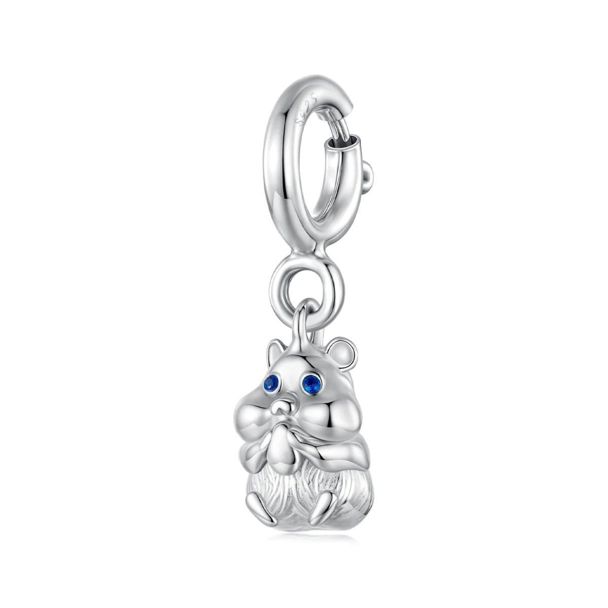Chubby Hamster with Blue Eyes Dangle Charm