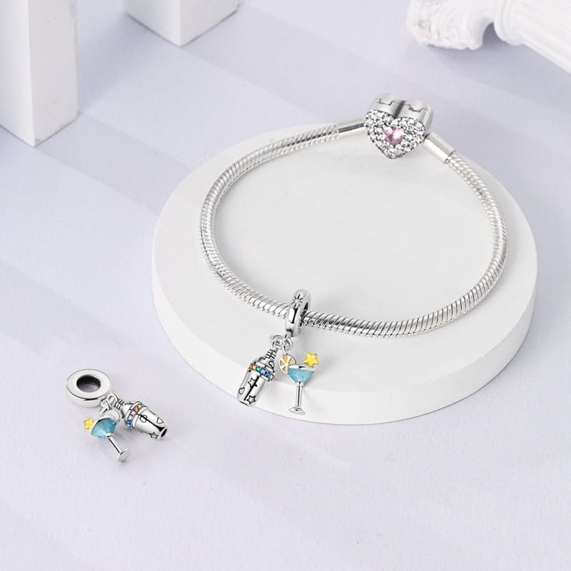 Cocktail Shaker & Martini Glass Dangle Charm