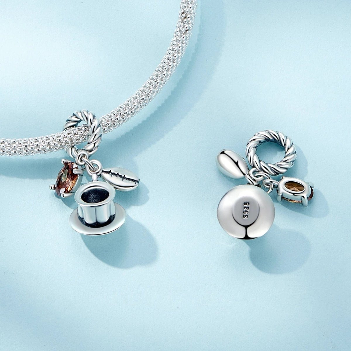 Coffee Cup & Coffee Bean Dangle Charm