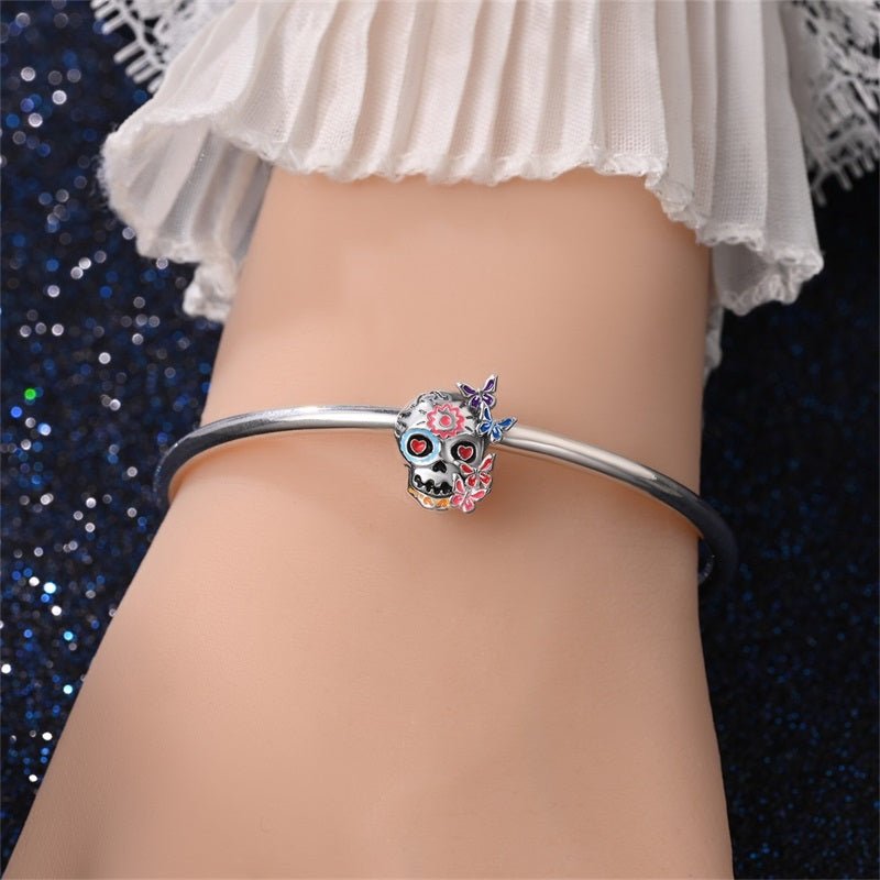Day of the Dead Sugar Skull with Butterflies Charm