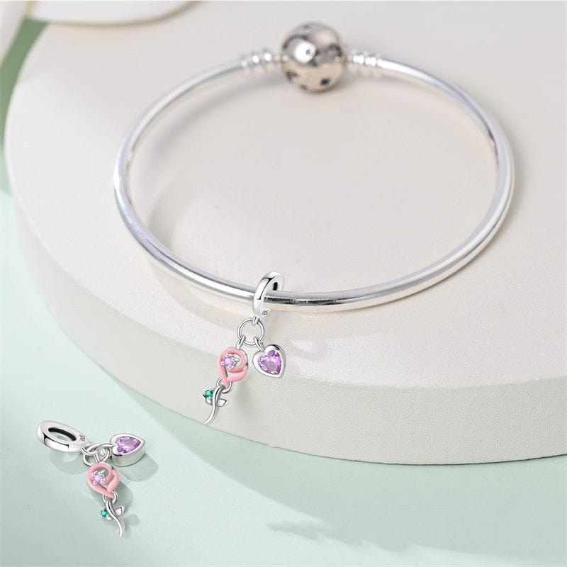 Eternal Rose & Heart Dangle Charm