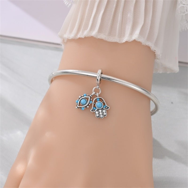 Evil Eye & Hamsa Hand Double Dangle Charm