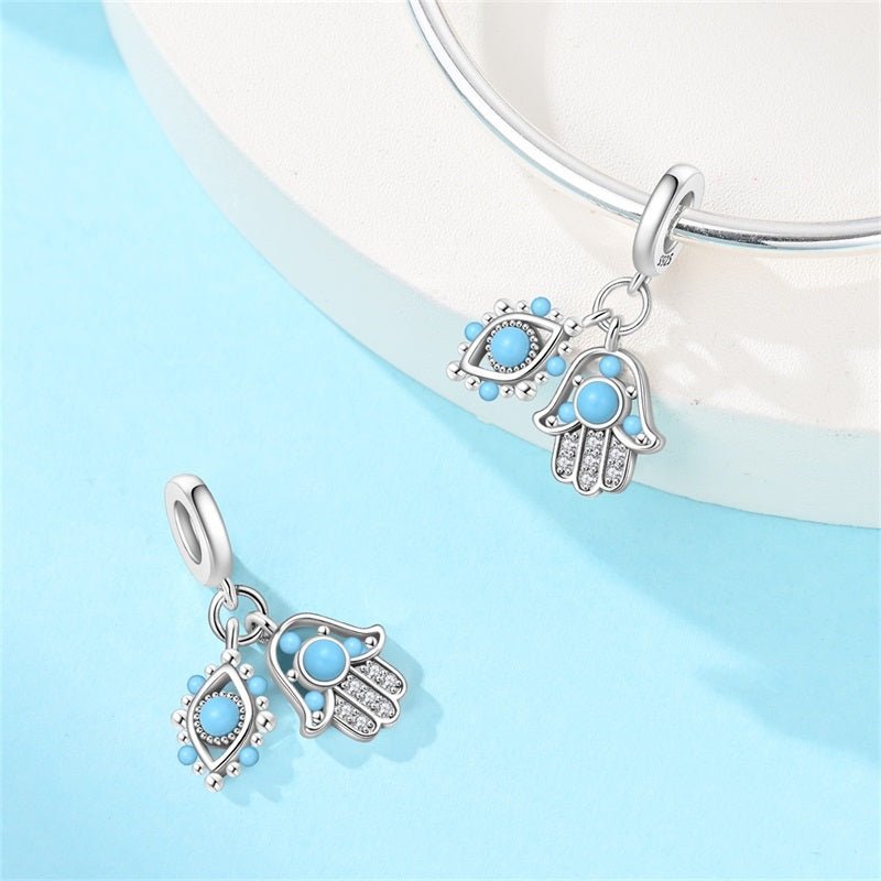 Evil Eye & Hamsa Hand Double Dangle Charm