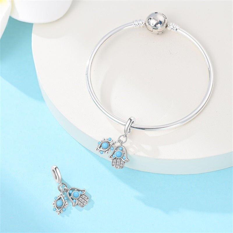 Evil Eye & Hamsa Hand Double Dangle Charm