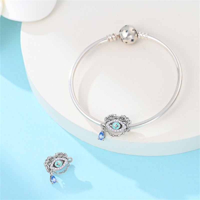 Evil Eye with Blue Teardrop Charm