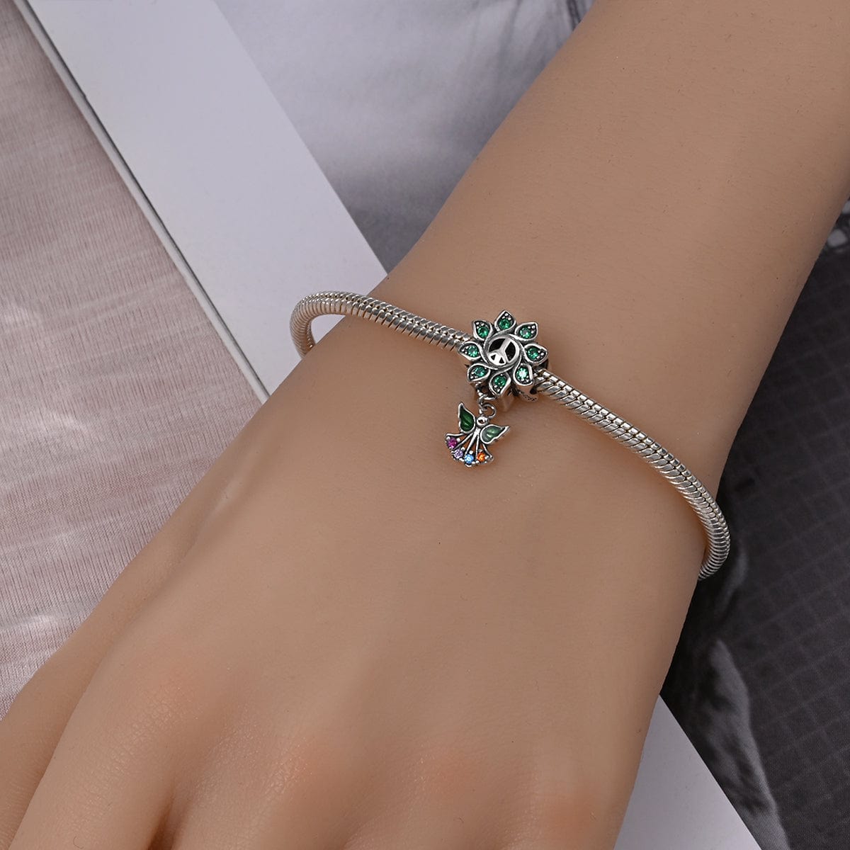 Flower Peace Symbol & Angel Harmony Charm