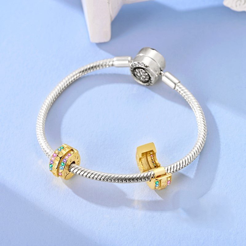 Forever Rainbow Pavé Gold Clip Charm