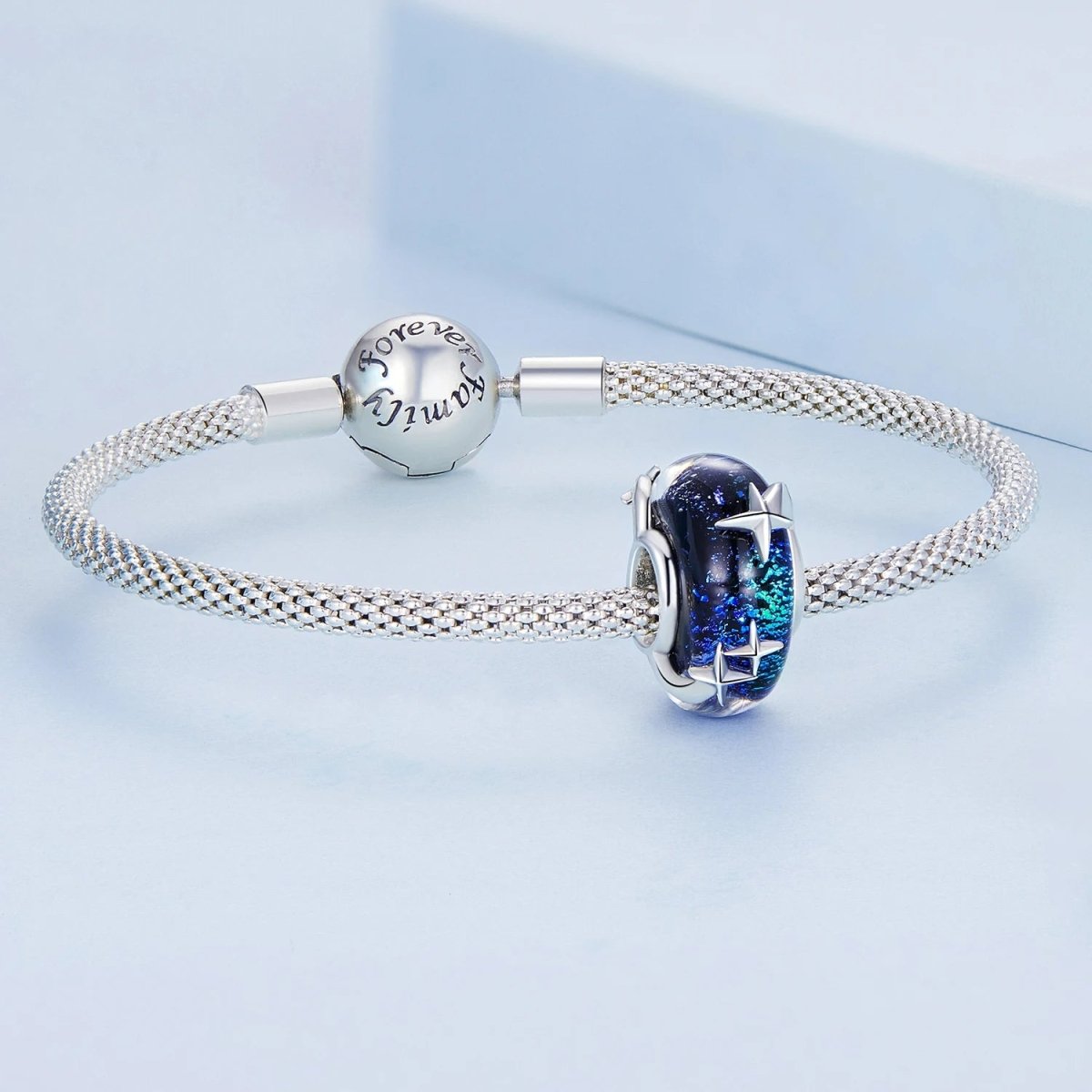 Galaxy Blue & Star Murano Charm