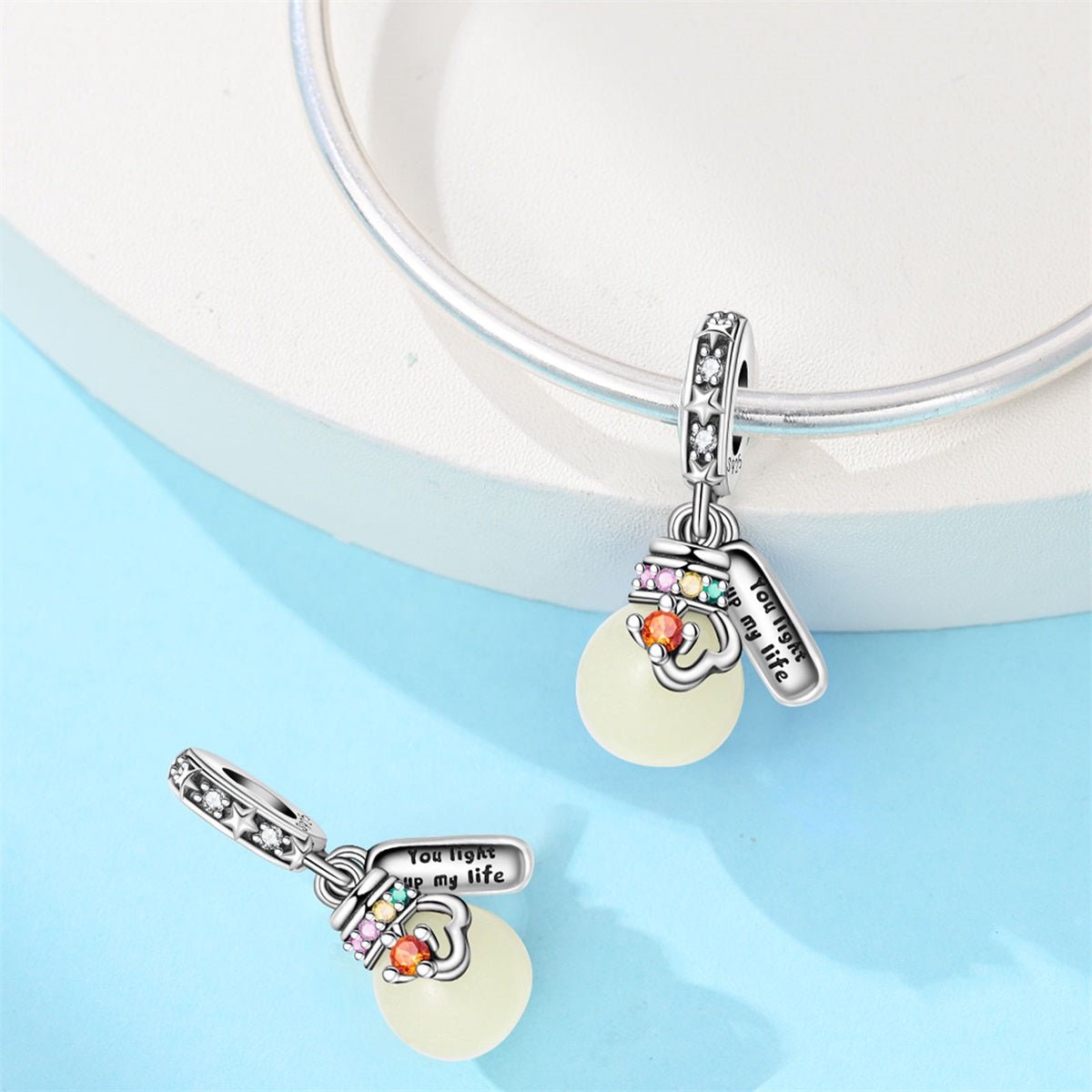 Glow-in-the-dark Lightbulb Double Dangle Charm
