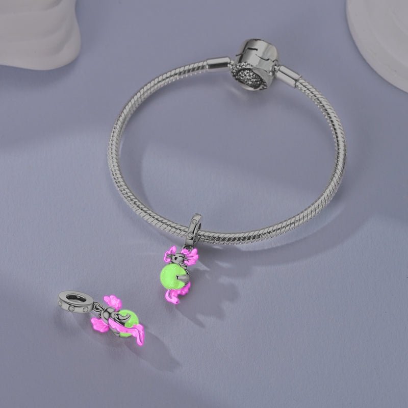 Glow in the Dark Luminous Pink Axolotl Dangle Charm