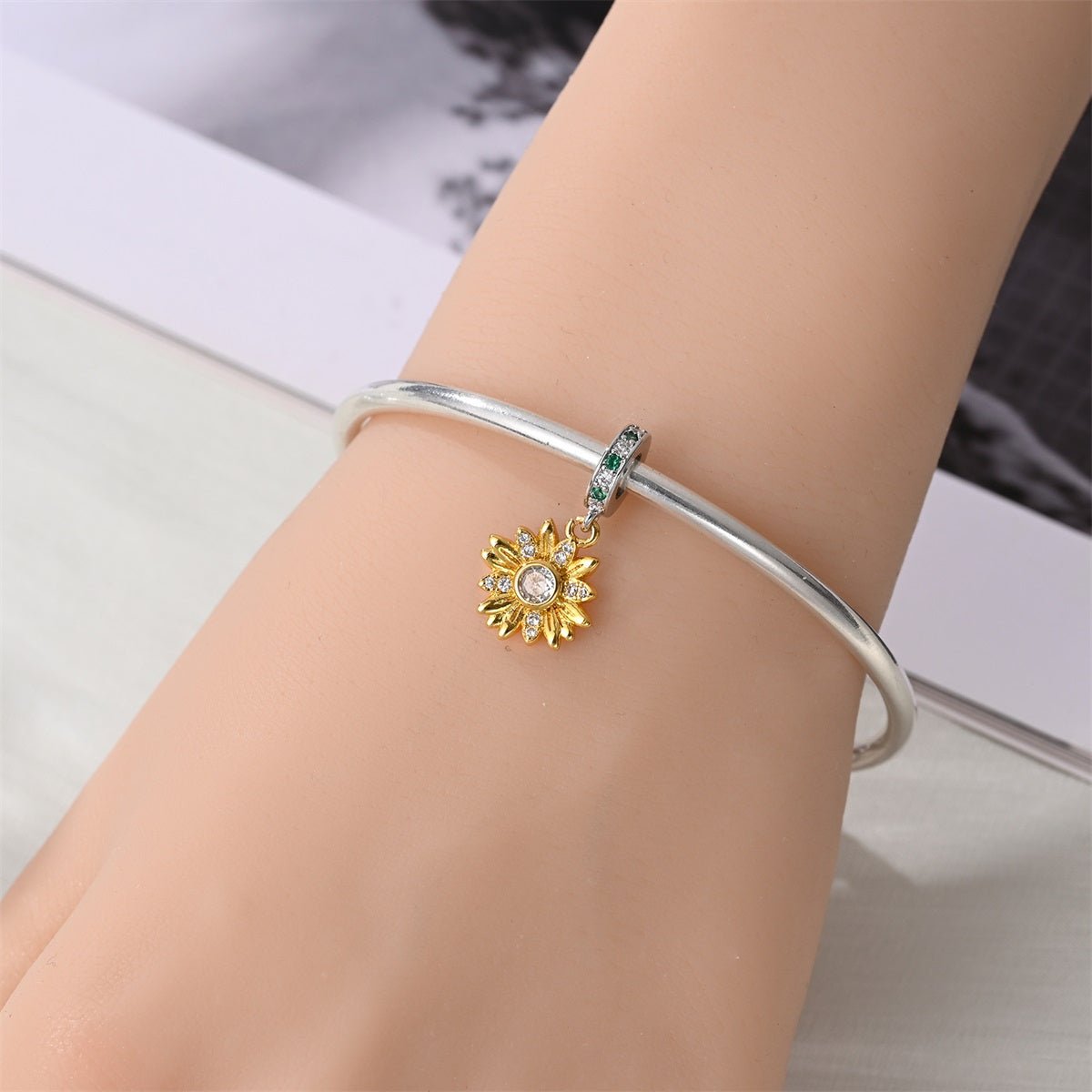 Golden Sunflower Bloom Dangle Charm