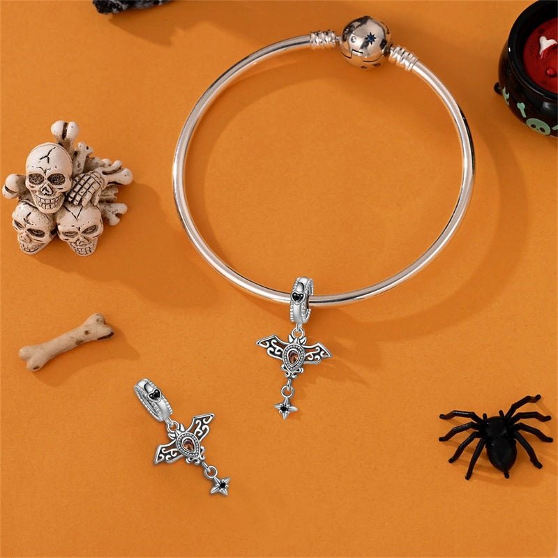 Gothic Bat with Star Dangle Charm