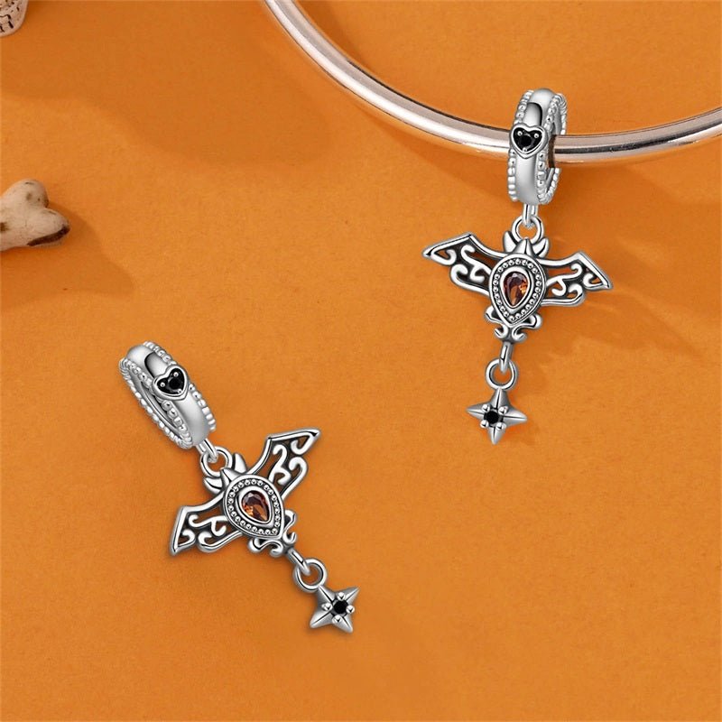 Gothic Bat with Star Dangle Charm