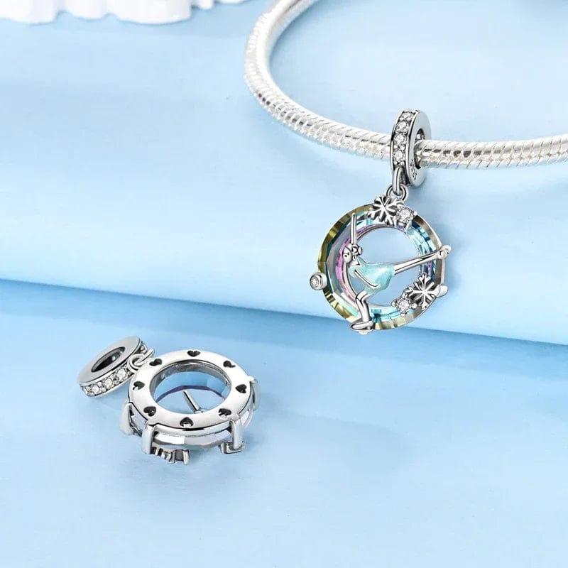 Graceful Ice Skater in Crystal Snowflake Charm