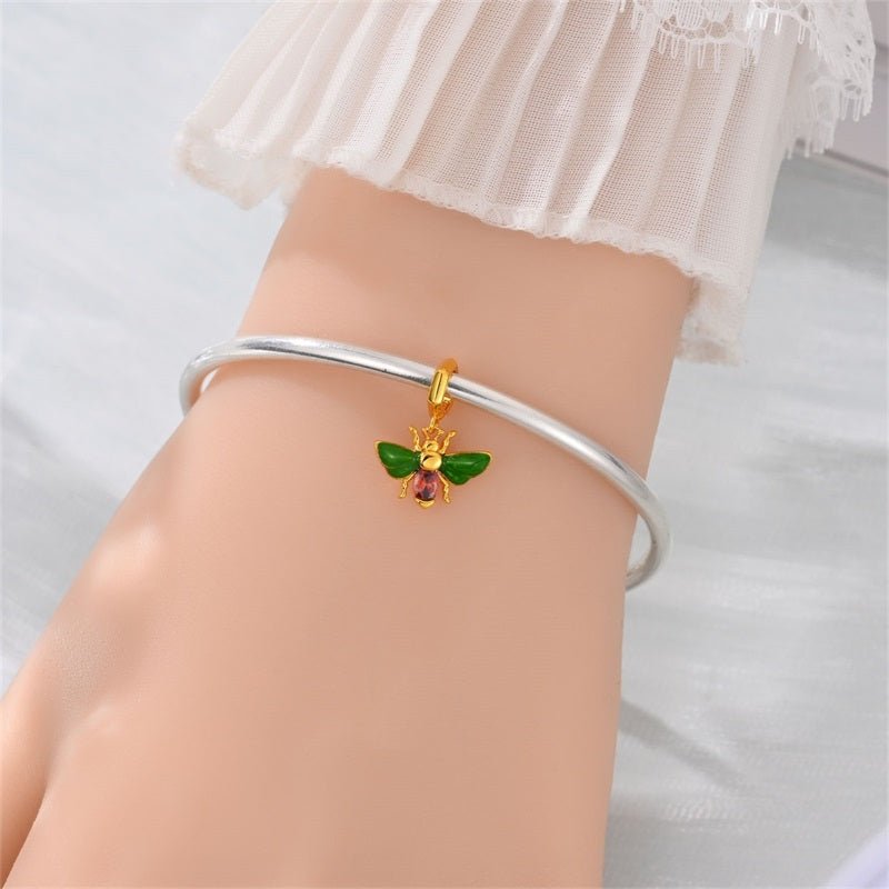 Green & Gold Bee Dangle Charm