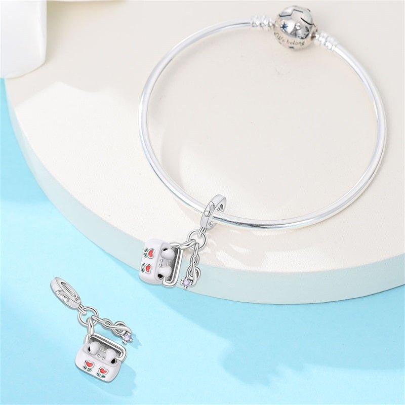 Headphones with Music Note Dangle Charm