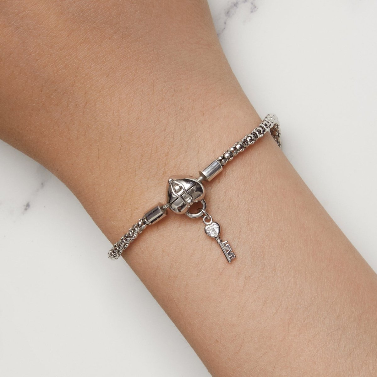 Heart Lock & Key Charm Bracelet