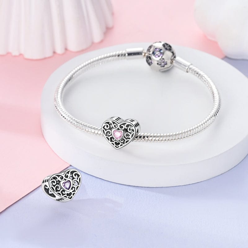 Heart with Pink Gem Charm