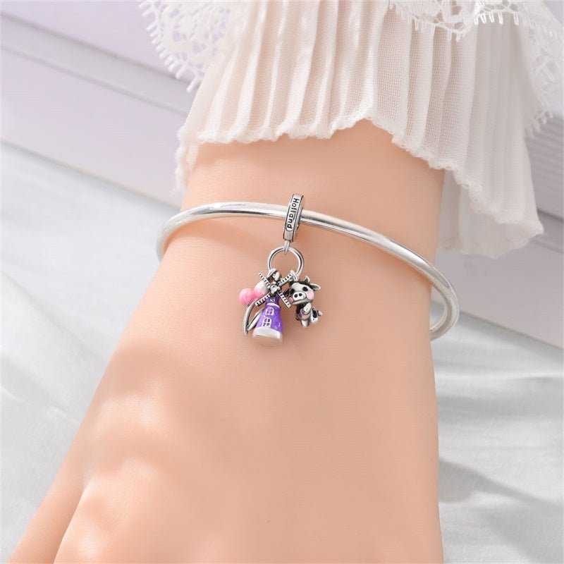 Holland Windmill, Tulips & Cow Dangle Charm