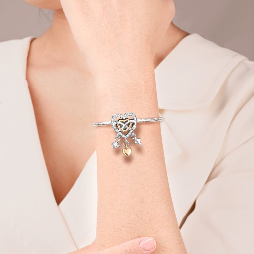 Two-tone Openwork Infinity Heart Charm