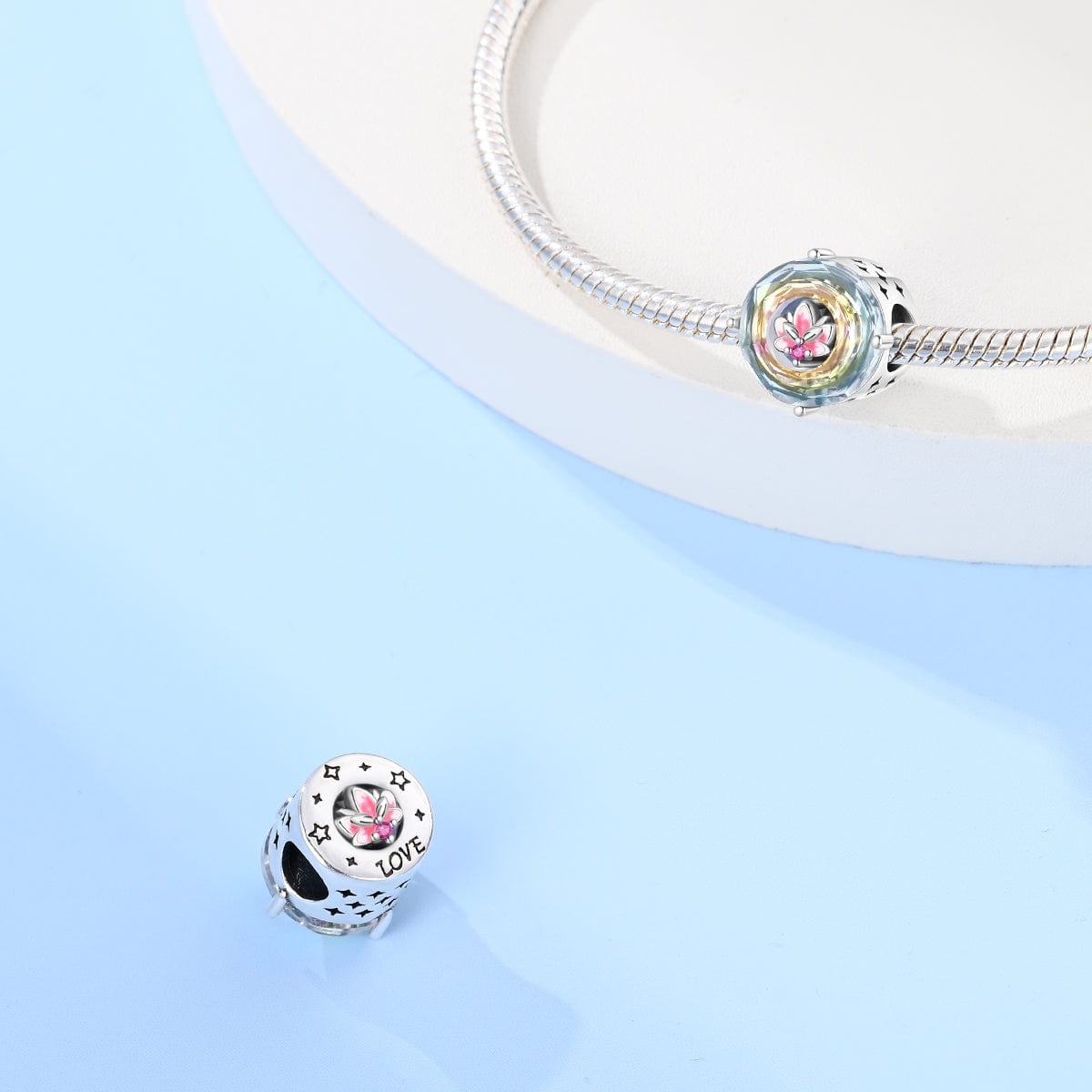 Iridescent Lotus Crystal Charm