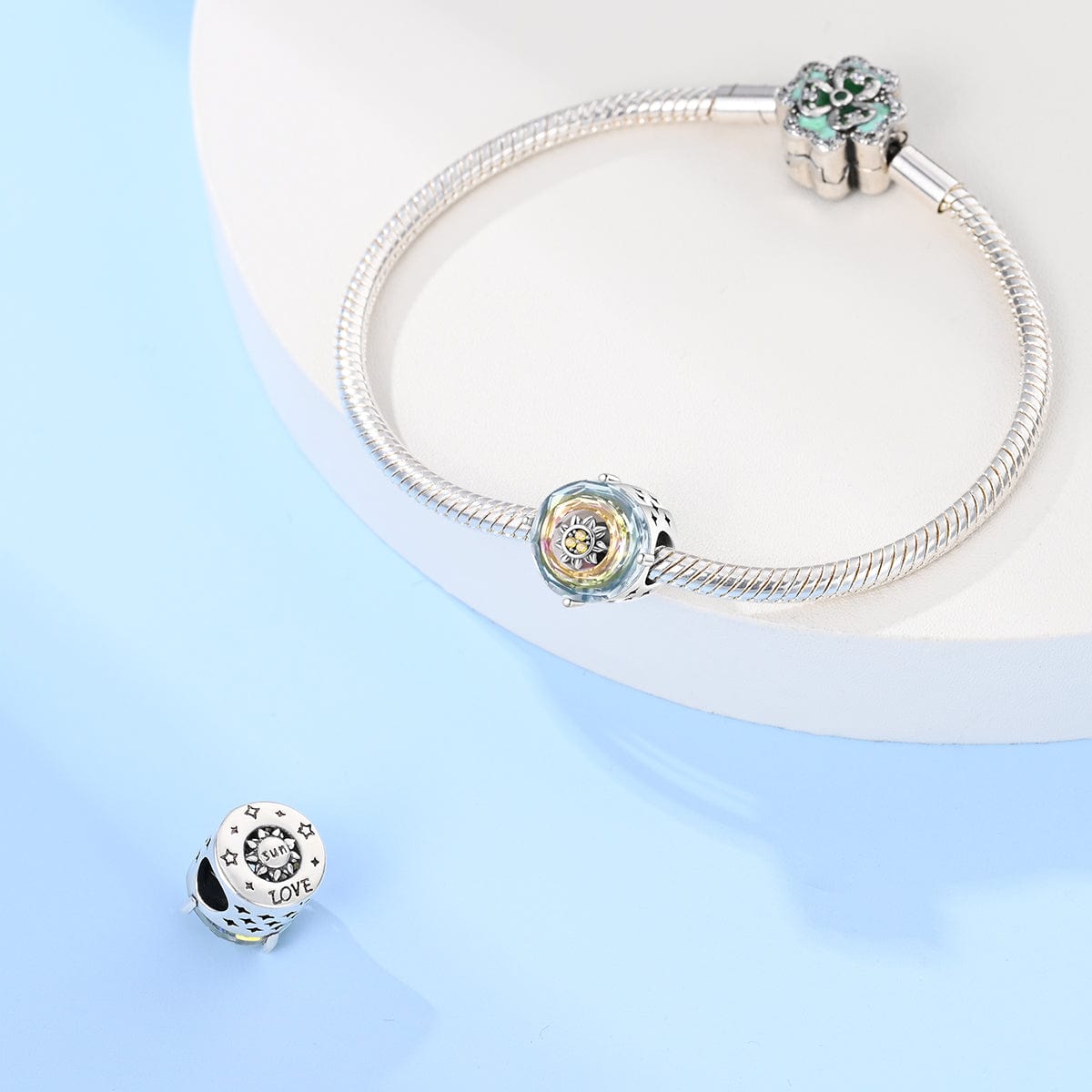 Iridescent Sunflower Crystal Charm