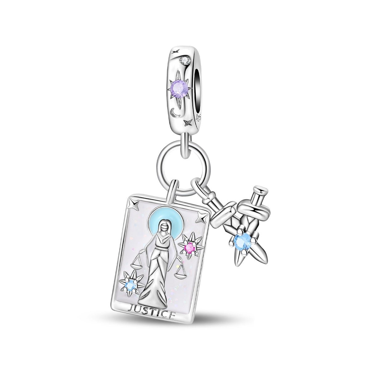 Justice Tarot Card & Sword Dangle Charm