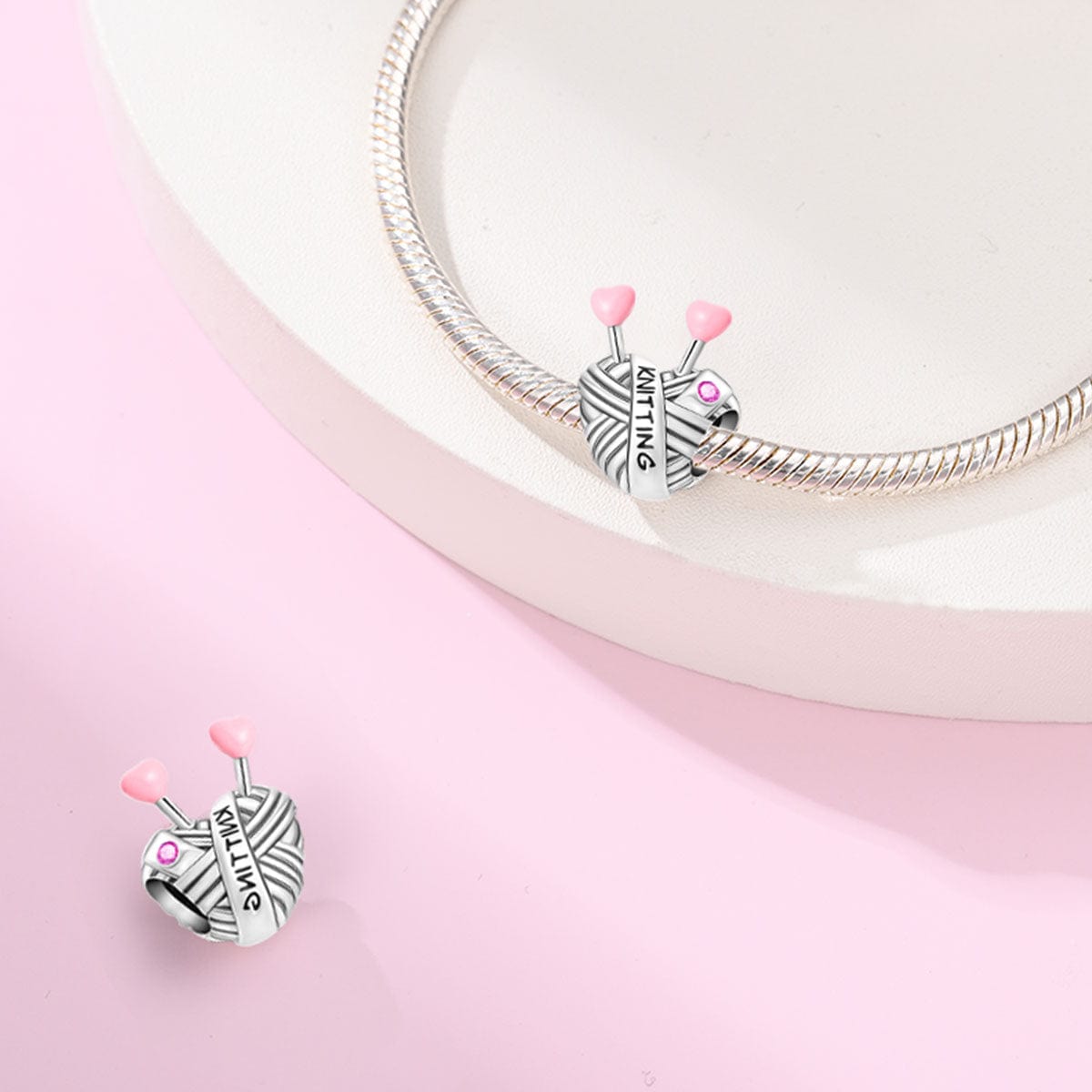 Knitting Yarn with Heart Needles Charm
