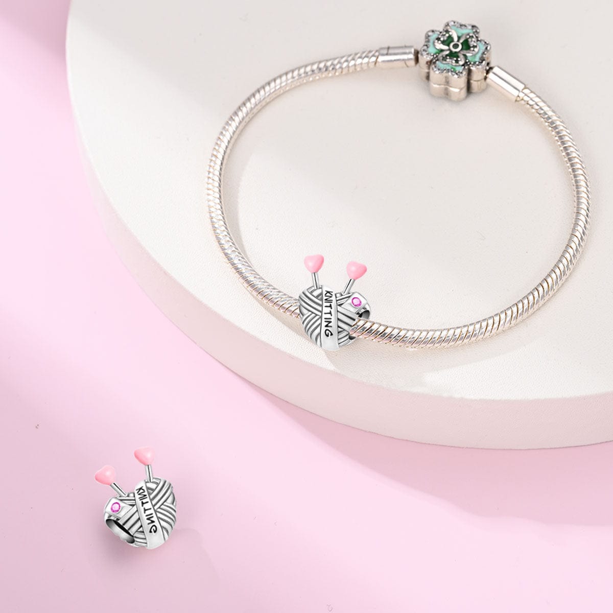 Knitting Yarn with Heart Needles Charm