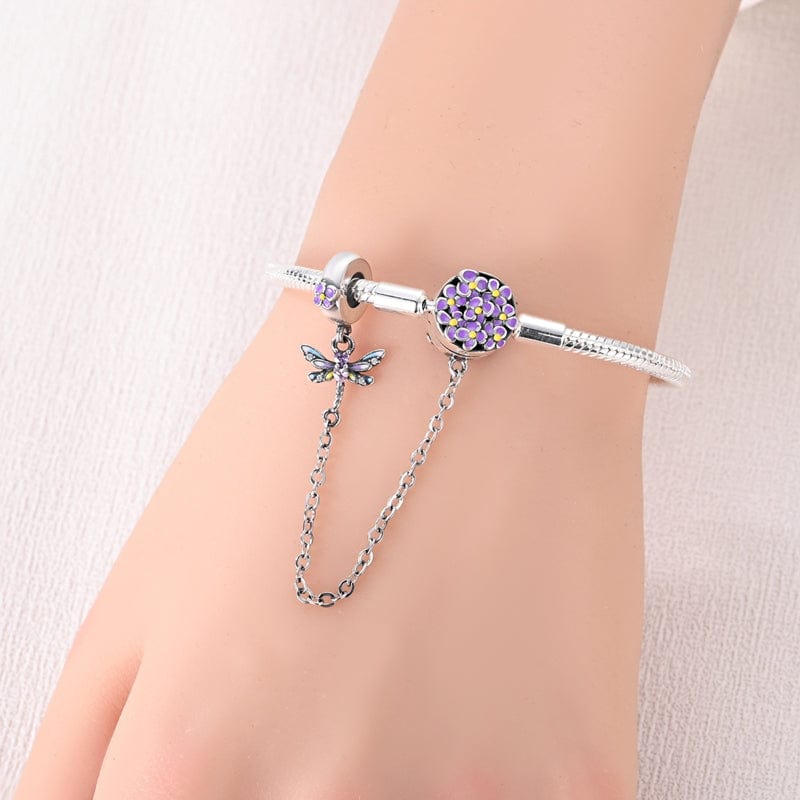 Lavender Dragonfly Bracelet with Safety Charm