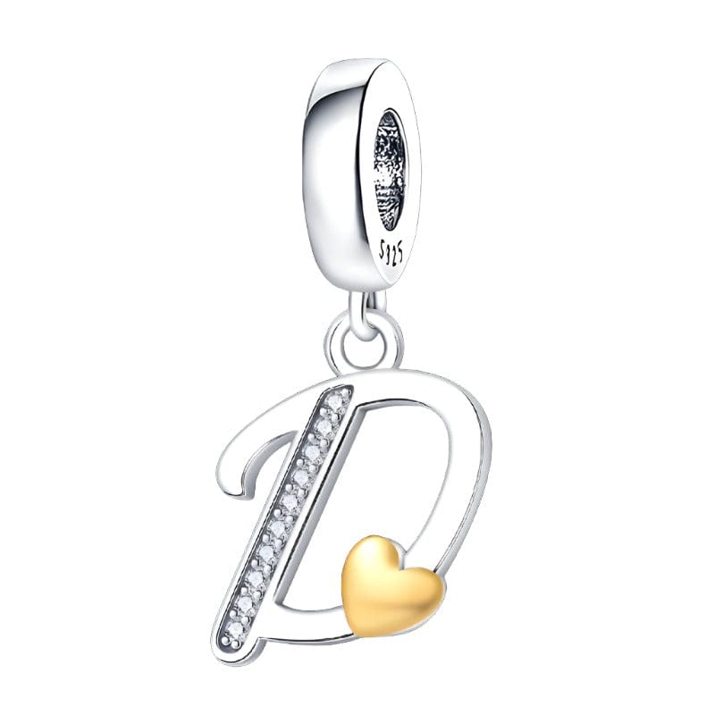 Cursive Gold Heart Letter A~Z Alphabet Charm