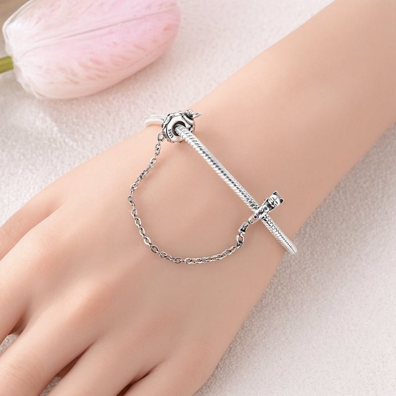 Lucky Cat Pink Paw Safety Chain Charm