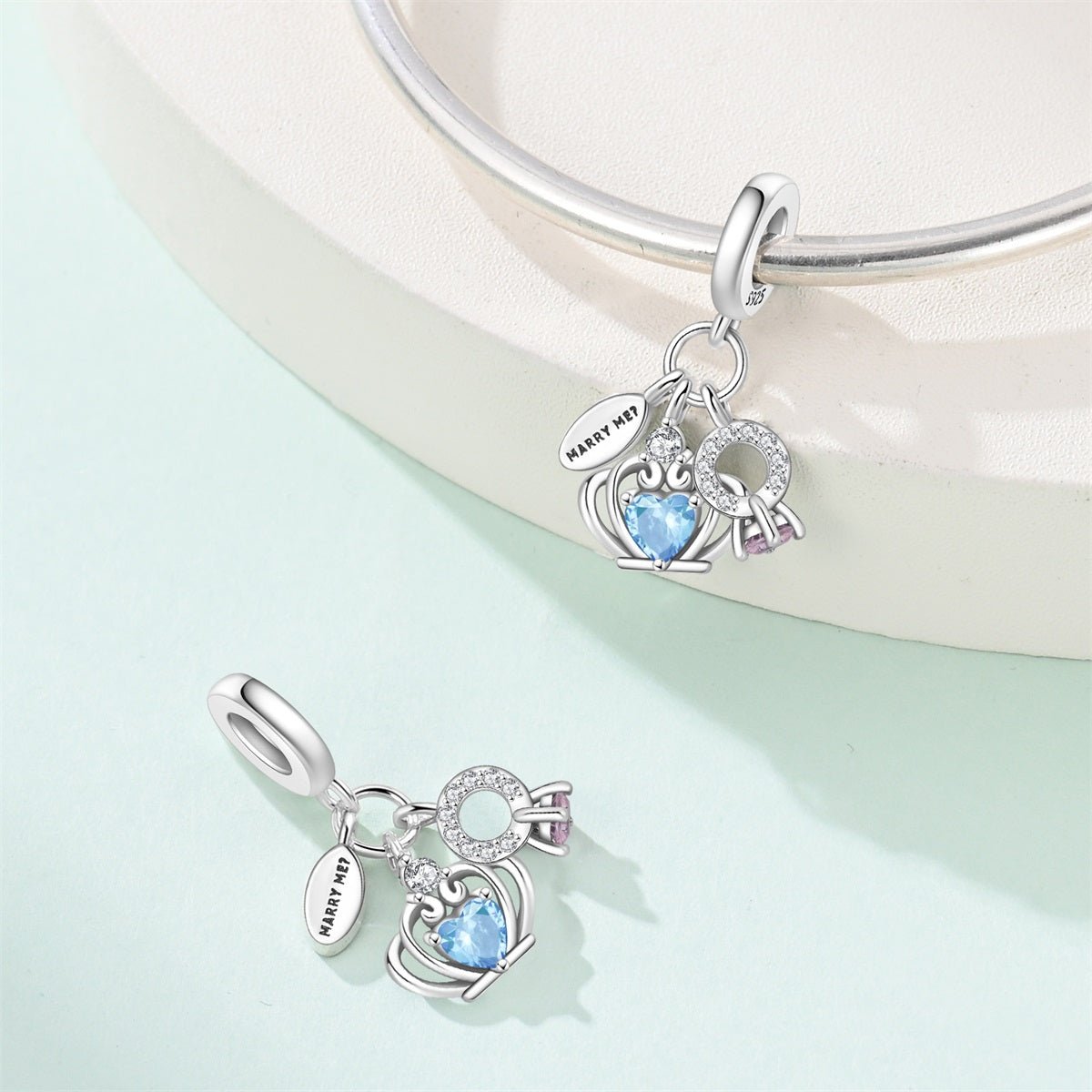 Marry Me Crown & Ring Proposal Dangle Charm