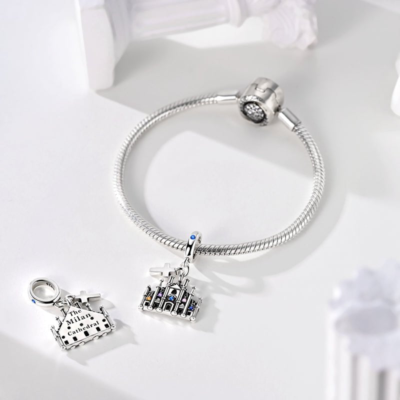 Milan Cathedral with Cross Dangle Charm