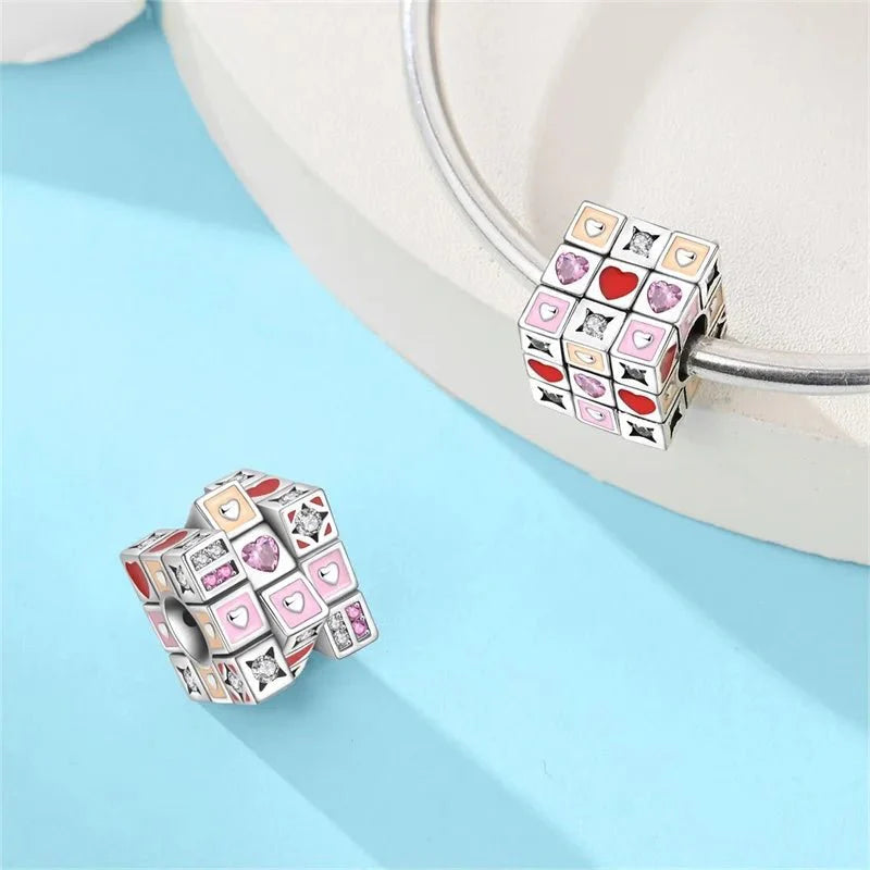 Moveable Love Puzzle Cube Charm