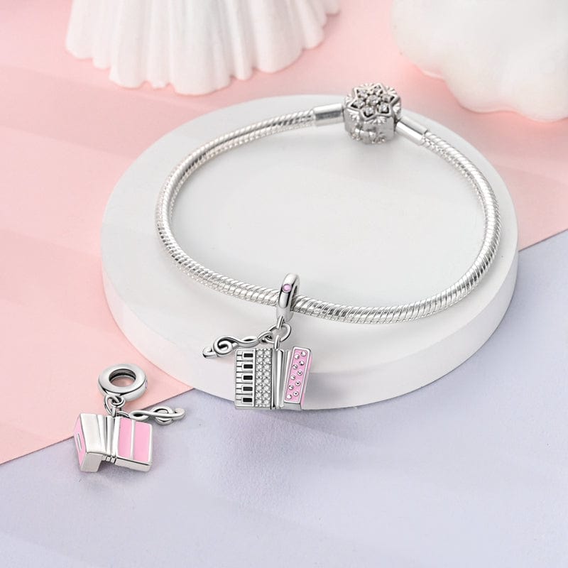 Musical Accordion & Treble Clef Double Dangle Charm