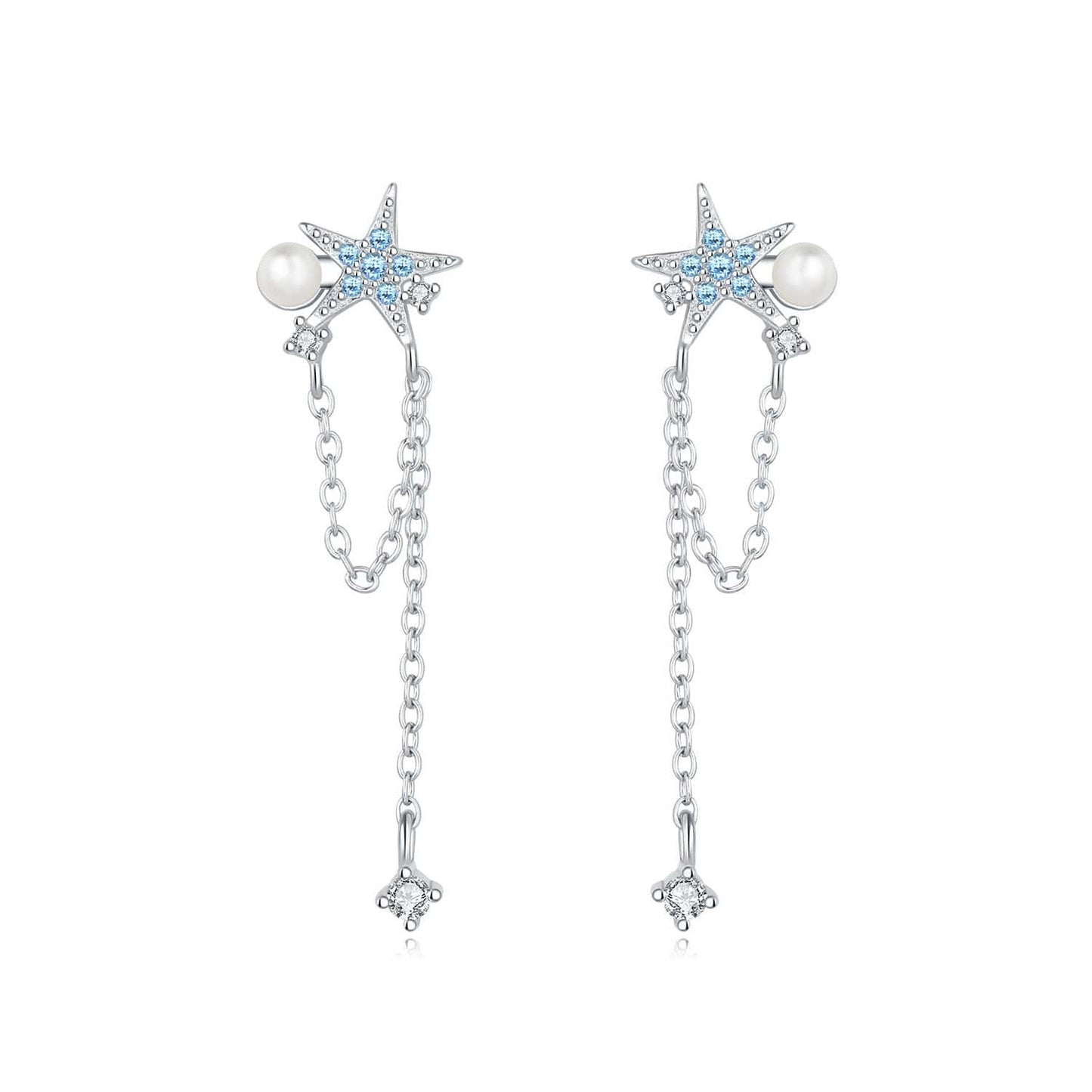 Ocean Star Pearl Drop Earrings