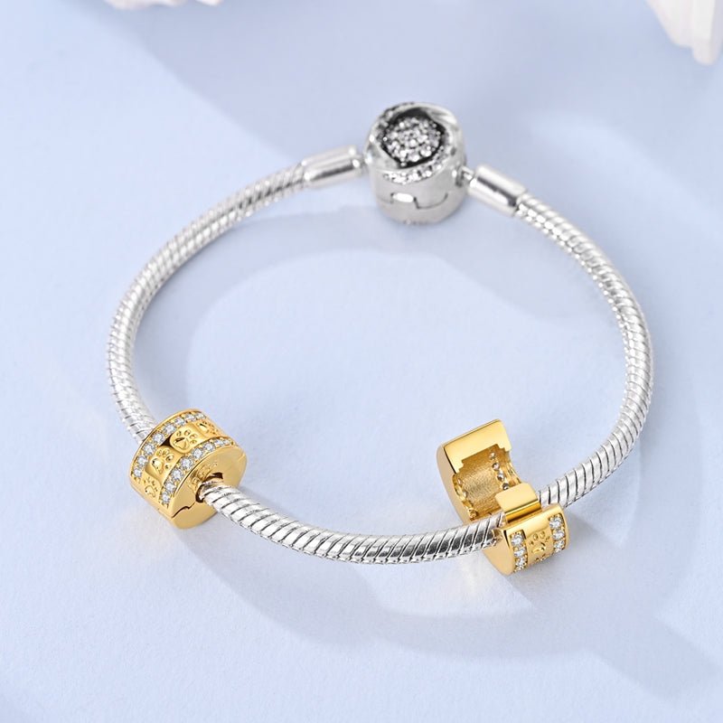 Paw Print Gold Clip Charm